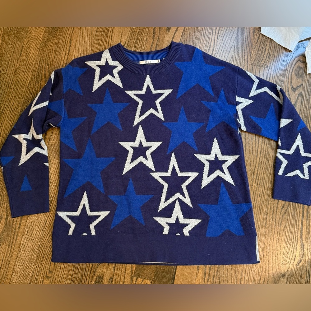 Ost Cashmere Midnight Navy Star Perfect Moment Sweater L